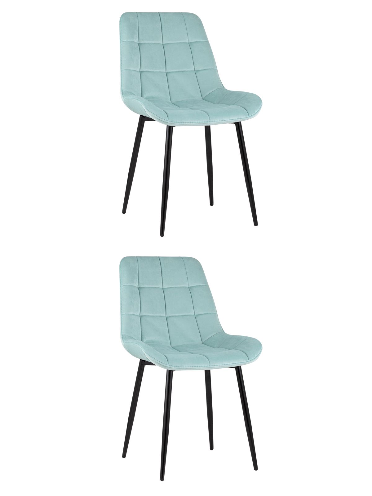 Комплект из двух стульев Флекс велюр светло-голубой ножки из металла черные