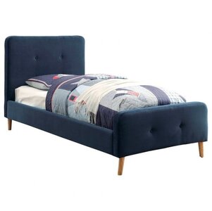 Кровать односпальная 90х200 Button Tufted Flannelette Navy синяя