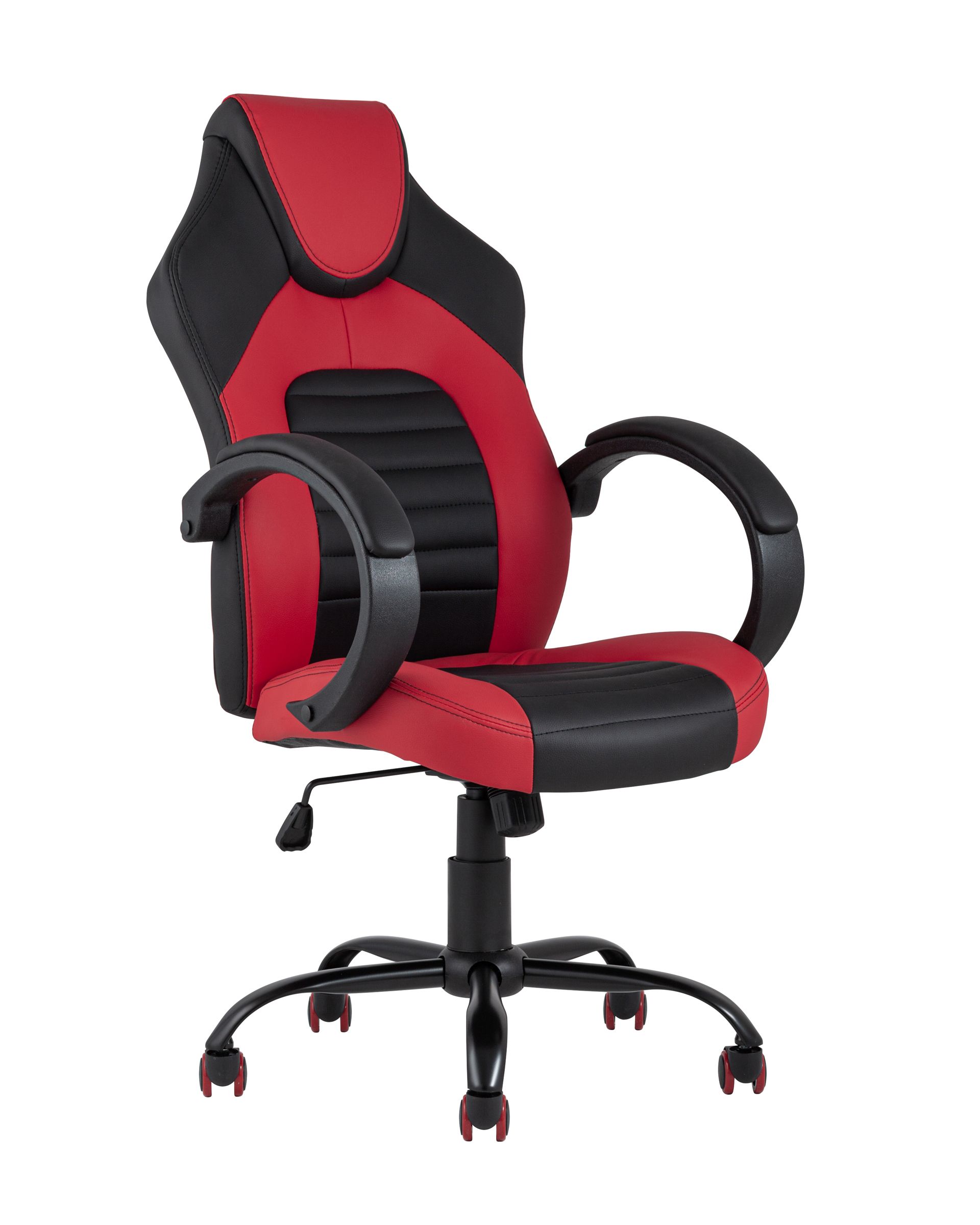 Игровое кресло компьютерное TopChairs Racer Midi черно-красное геймерское