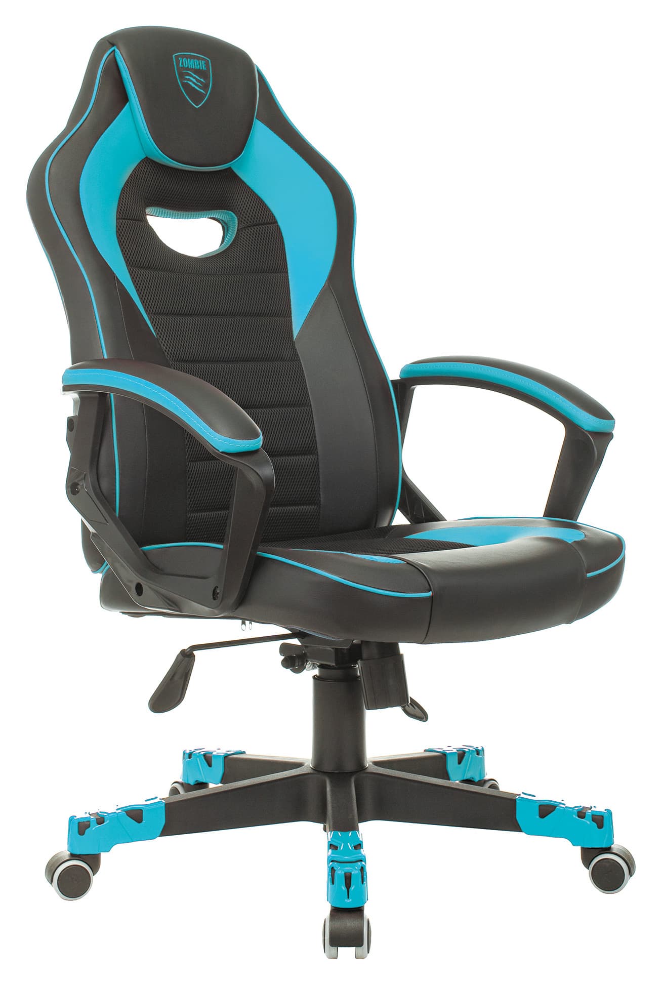 Кресло компьютерное игровое Zombie GAME 16 черный/голубой текстиль/эко.кожа крестовина пластик